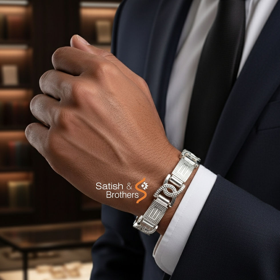 Thumbnail: Silver Plain Men Bracelet