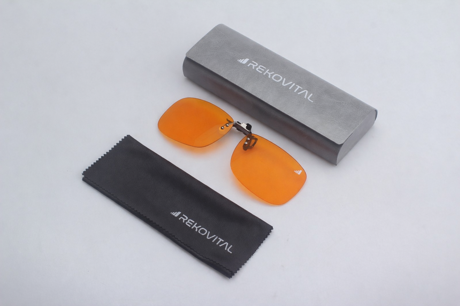 Gafas naranjas tipo clip-on bloqueadoras luz azul - rectangulares