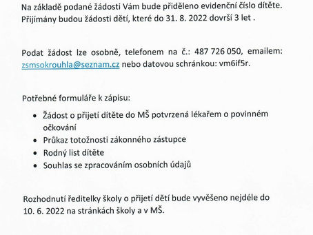 Zápis do Mateřské školy a Den otevřených dveří