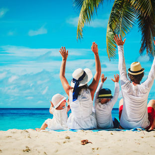 Family on beach 