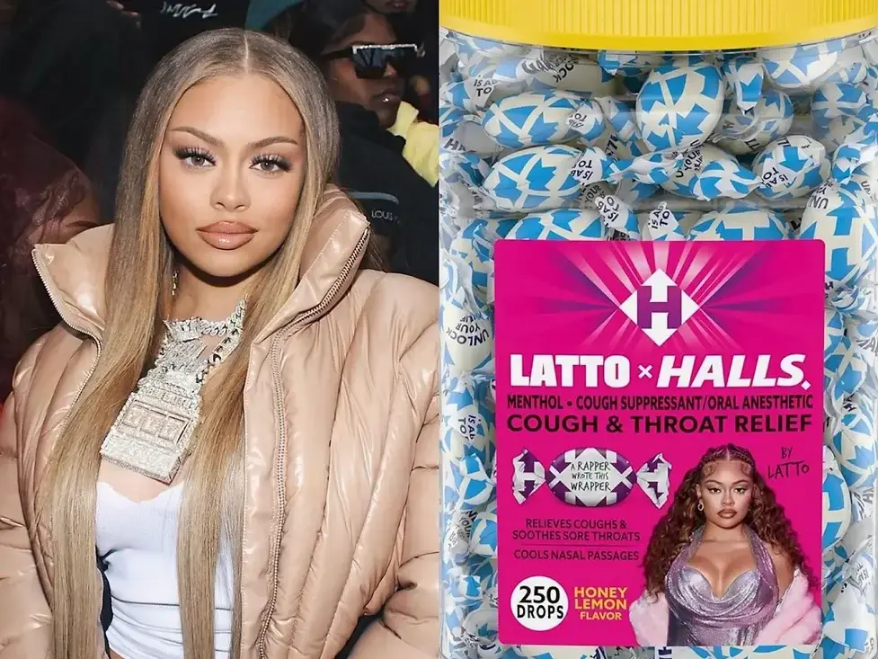 Female rapper Latto, photo of HALLS cough drop collaboration