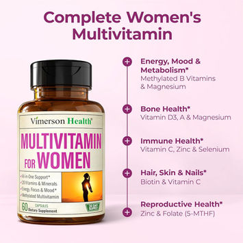Multivitamin for women by Vimerson Health. Full of vitamins and minerals. YUMIWOMAN