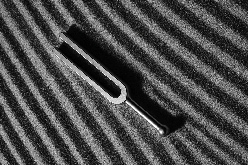 tuning fork in the sand creating ripples frequency caught on camera