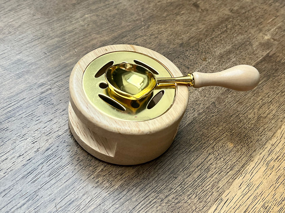 Miniaturbild: Stövchen (Schmelzofen) mit Löffel 