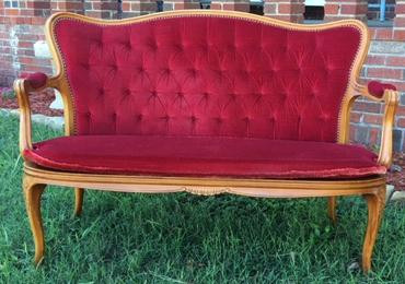 "Ruby" Red Cane Bottom Settee