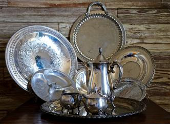 Silver polished and tarnished trays of all sizes- $2.00-$5.00