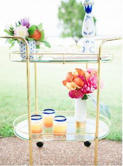 Brass & Glass Bar Cart (Decanters available separately)