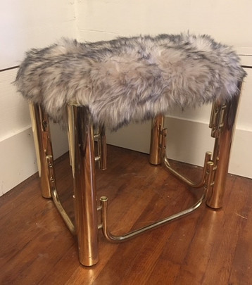 Gray Fur & Gold Bench