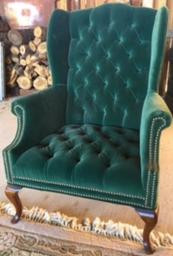 "Emerald" Green Wingback Chair