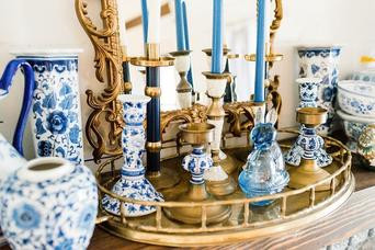Blue Floral Vases, Candlesticks & More