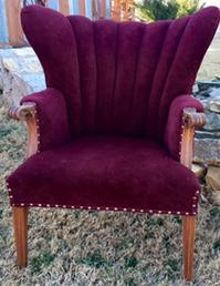 "Victoria" Burgundy Wingback Chair
