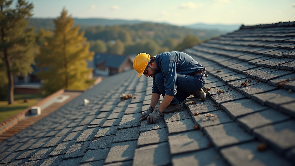 High angle view of roof inspection being conducted