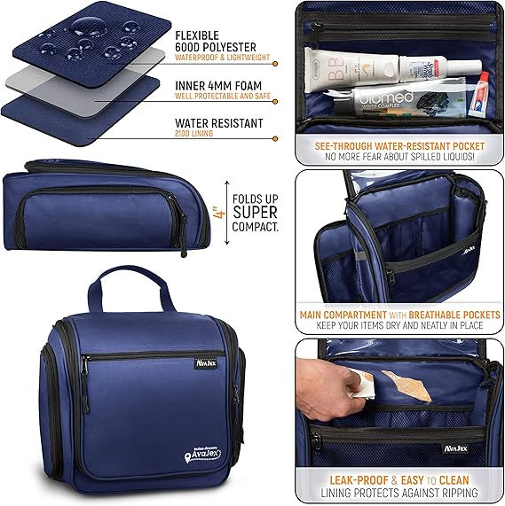 Thumbnail: AvaJex Large Travel Toiletry Bag – Navy Blue