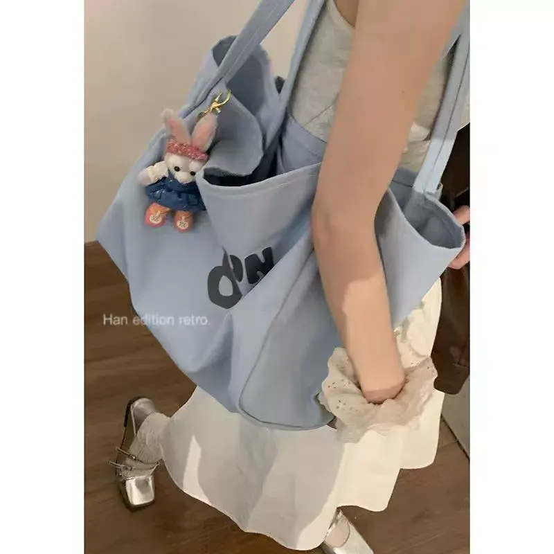 Canvas Tote Bag Women Shoulder Handbag Large Capacity Student Bag