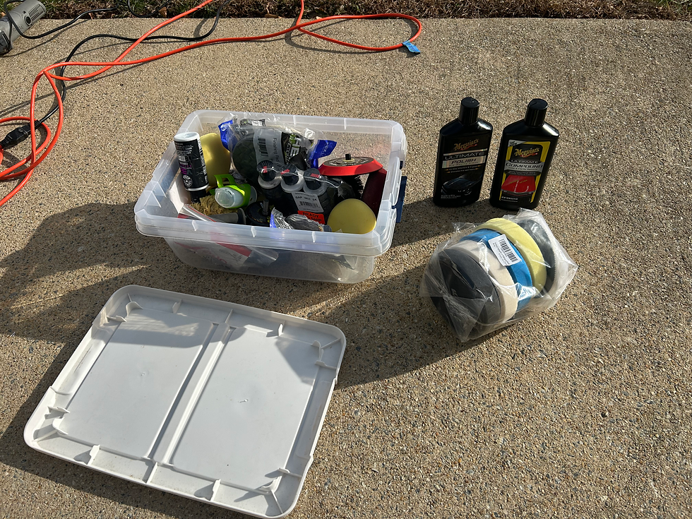 Some of the polishes and pads I use for external detailing.