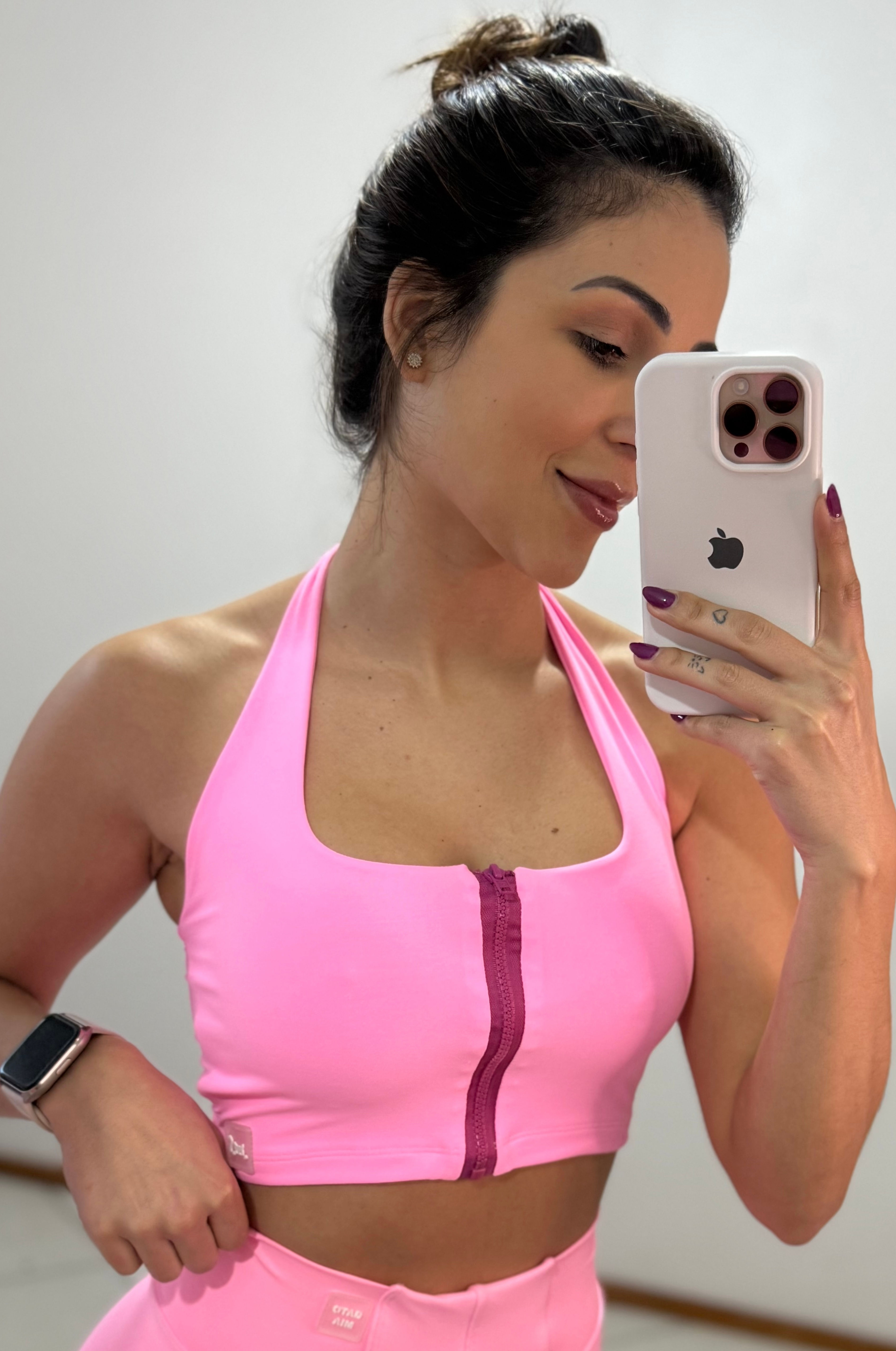 CONJUNTO RECORTE ZÍPER ROSA 