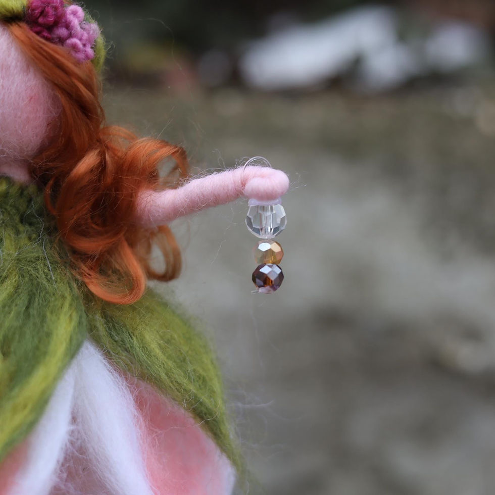 Thumbnail: Needle Felted Tulip Fairy Ornament, Waldorf Inspired, Pink Flower Lantern