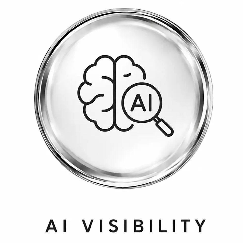 Minimalist chrome icon representing Lowsky Media’s AI Visibility services, including AI search optimisation, entity development, semantic search strategy, structured content, topical authority, answer engine optimisation (AEO), generative engine optimisation (GEO) and AI discoverability across modern search platforms.