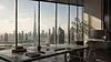 Modern executive office overlooking Downtown Dubai with the Burj Khalifa skyline, representing Lowsky Media’s digital authority, AI visibility and strategic growth consultancy services across New Zealand and the UAE.