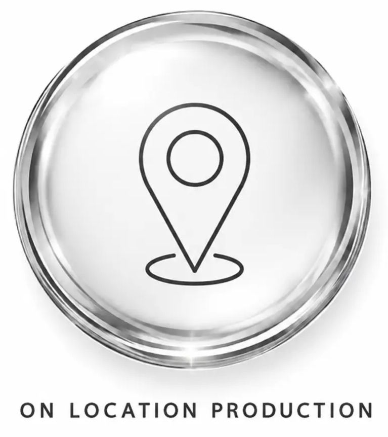 On-location content production representing commercial photography and videography captured at business premises, hospitality venues, offices, retail environments and outdoor locations. The icon represents Lowsky Media’s location-based production services for authentic brand storytelling and commercial marketing campaigns.