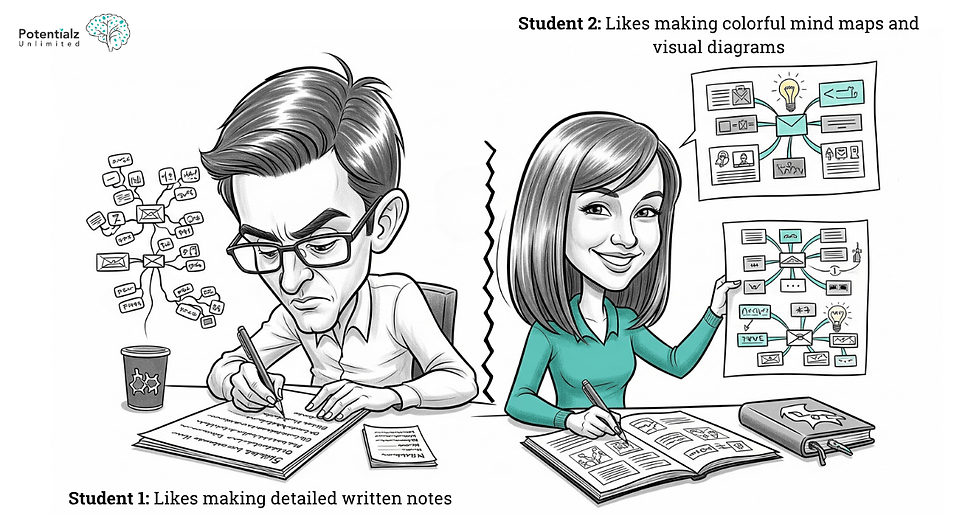 Students exhibiting different study styles