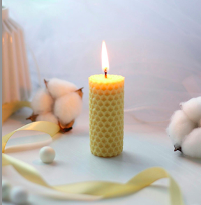 Bougie naturelle cire abeille - fleur de coton