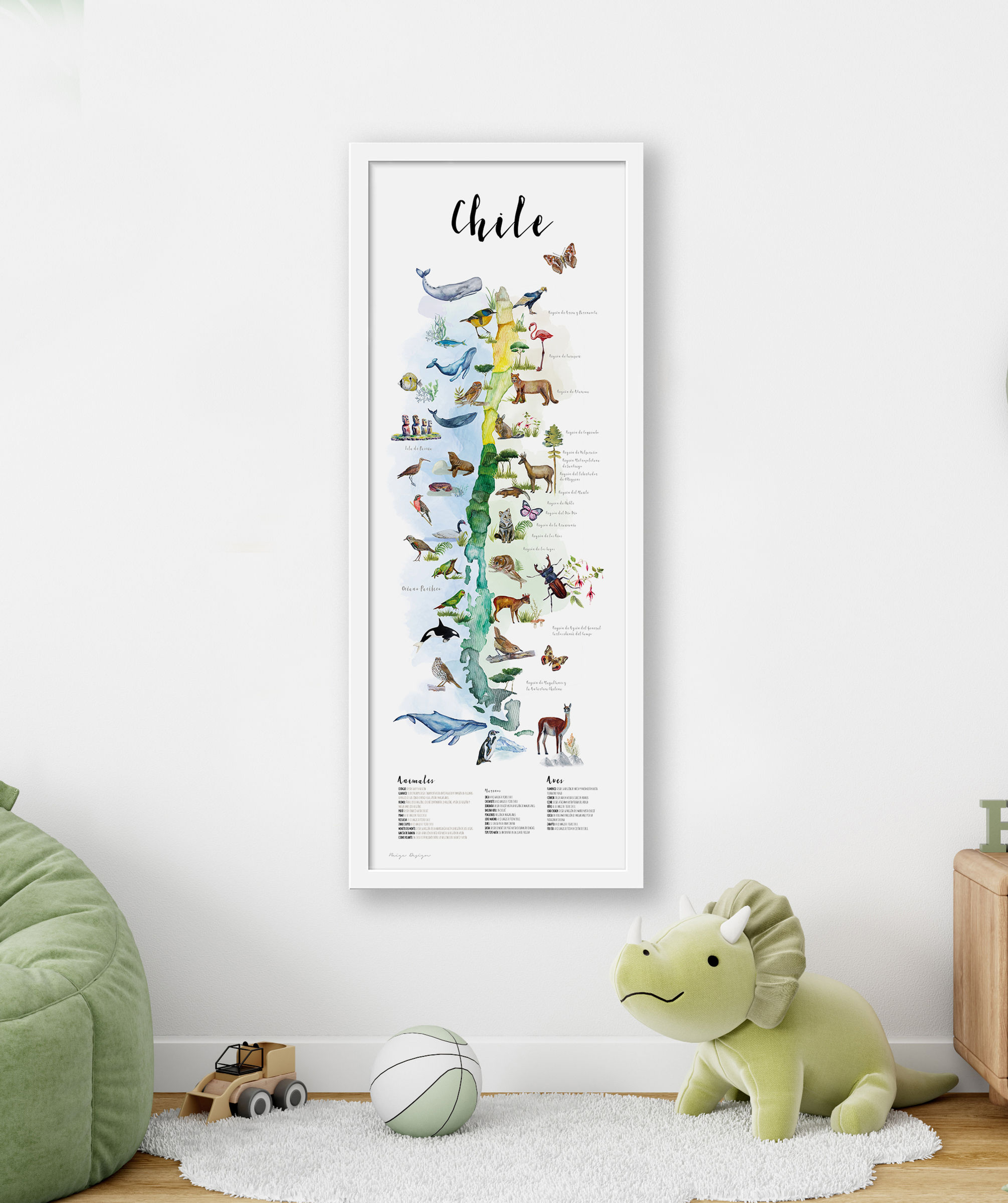 Cuadro Mapa de Chile 75x25 cms