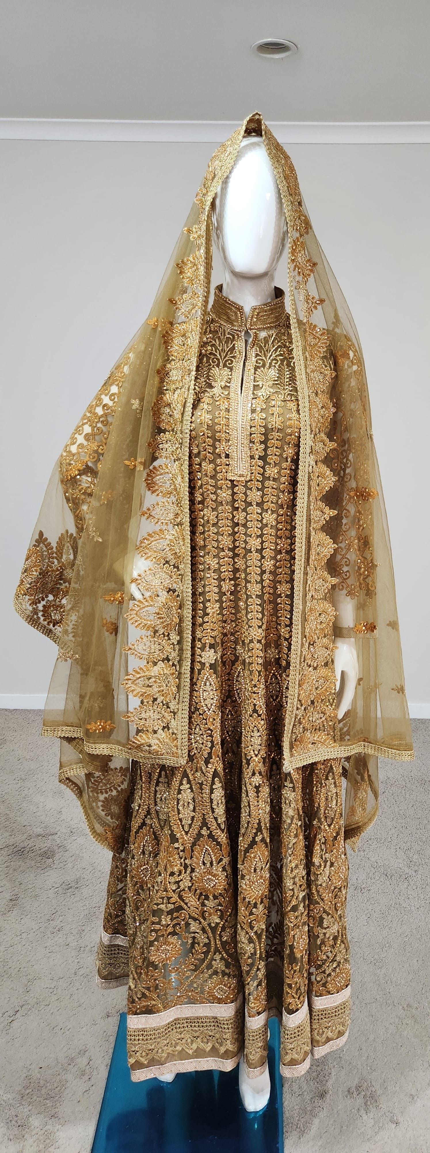 Mustard Golden Designer Heavy Embroidered Anarkali Set
