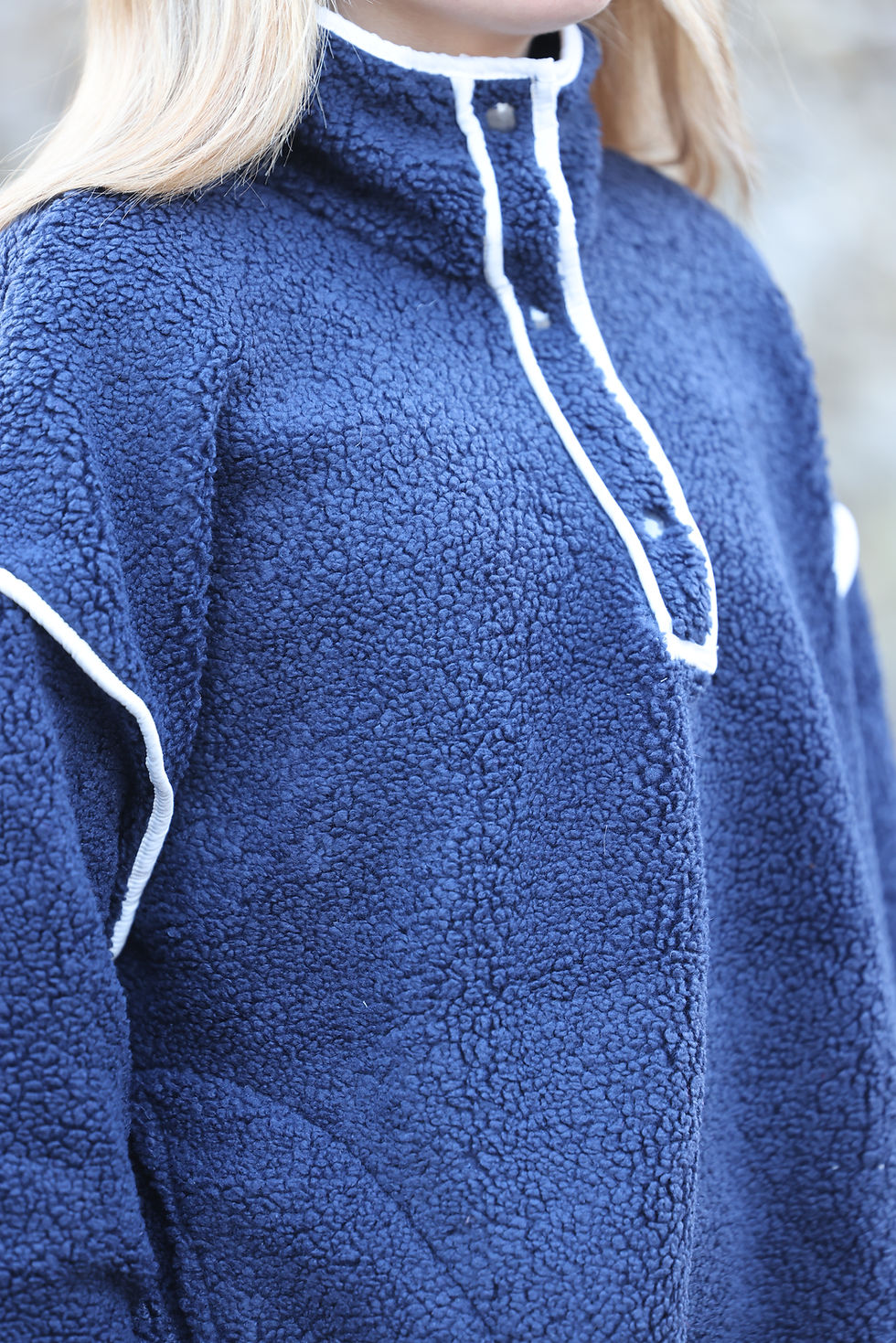 Thumbnail: Navy/White Contrast Fleece Pullover