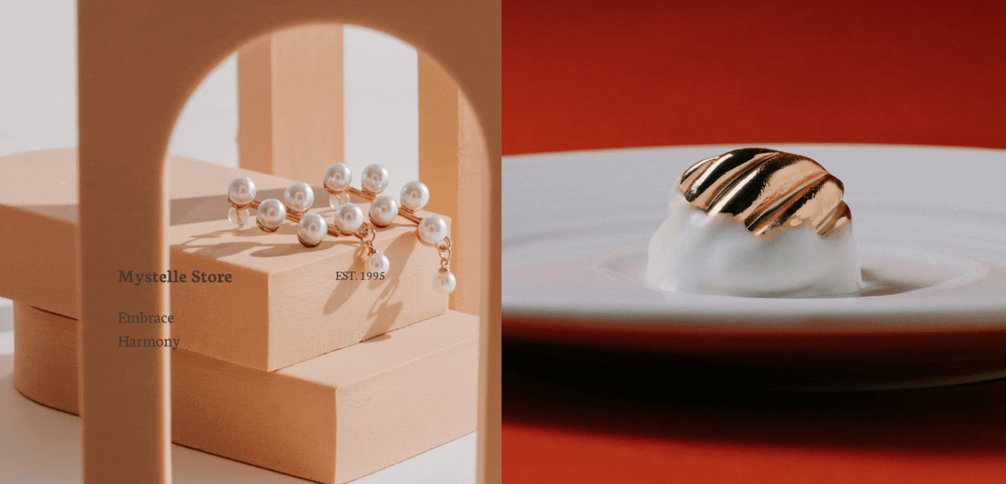 Artistic Jewelry Presentation - Mystelle Store. A creative display featuring elegant jewelry pieces