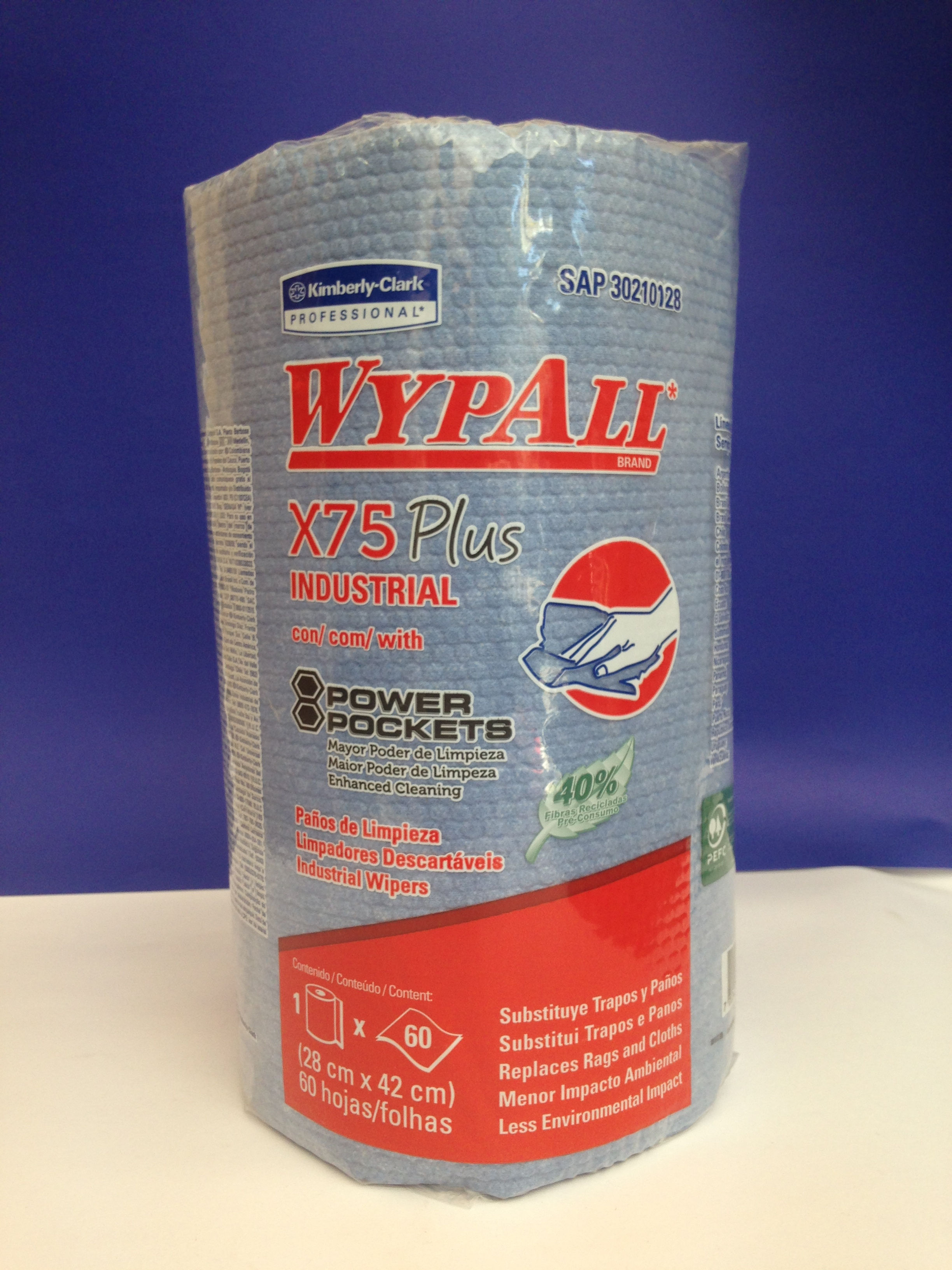 Paño Wypall 75 Plus Azul, 60 paños