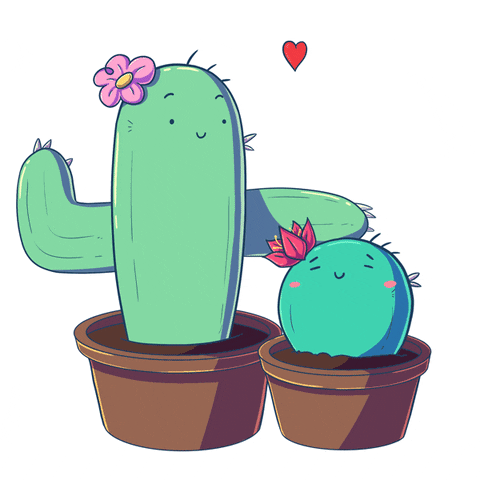 a cactus giving another cactus a loving head pat