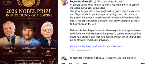 Otorgan el Premio Nobel de Medicina a tres científicos por una técnica que ayuda a descifrar los misterios del cerebro