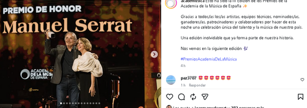 Joan Manuel Serrat, Premio de Honor de la Academia de la Música de España