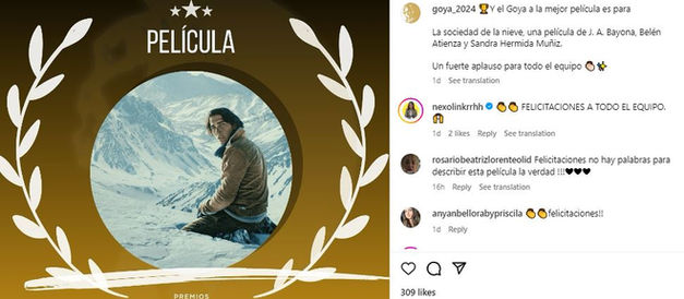 Premios Goya: La Sociedad de las nieves se lleva 12 premios