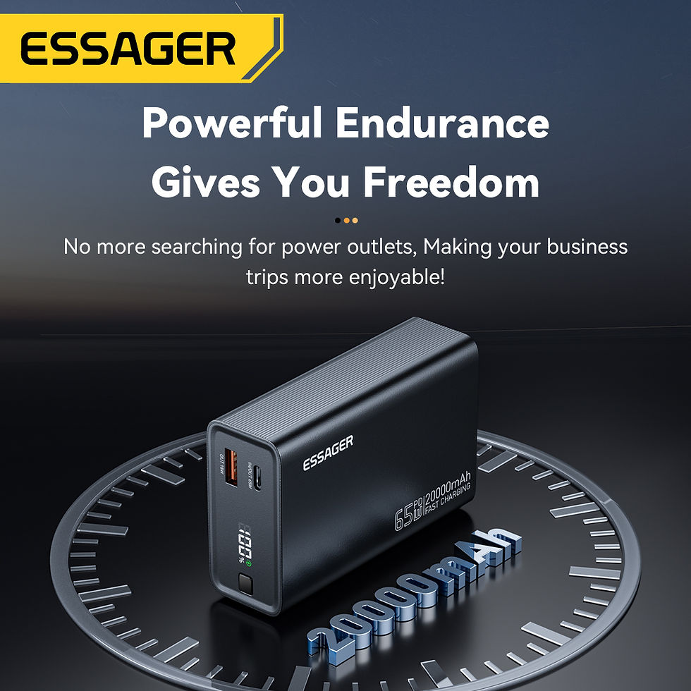 Thumbnail: Essager Power Bank 20000mAh Portable PD 65W Fast Charging  Mobile Phone External