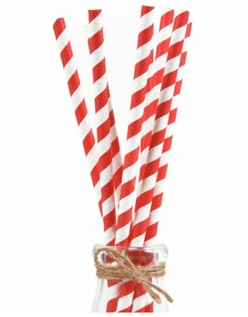 GS Wrapped Red/White 3ply paper straws 6x197m