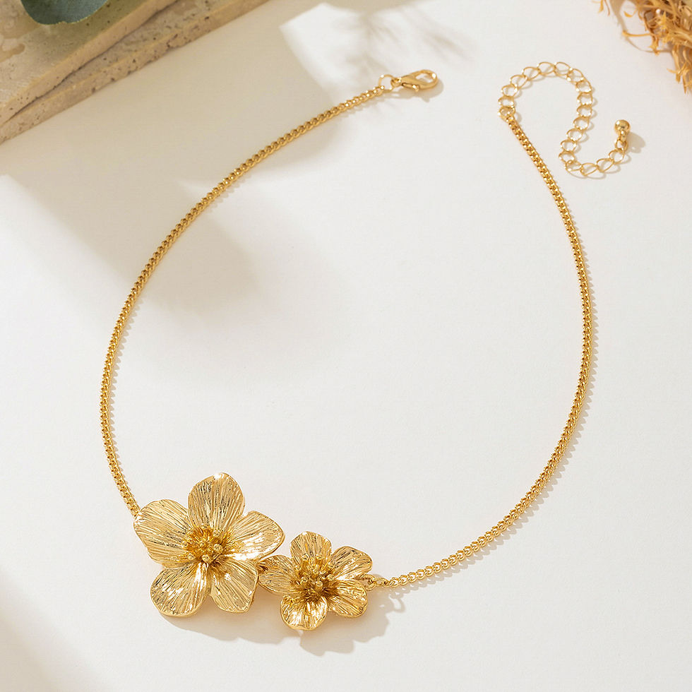 Thumbnail: LATS New Fashion Metal Wrinkled Stereoscopic Flowers Pendant Necklace for Women 