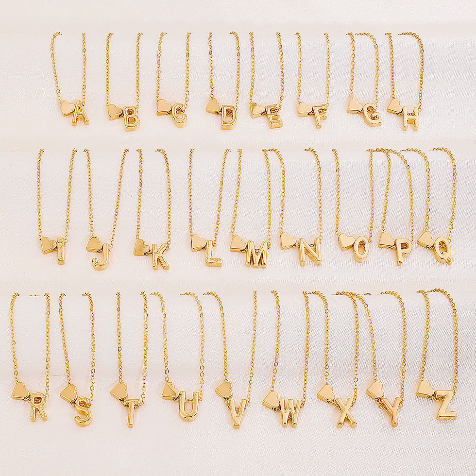 Thumbnail: LATS Fashion Tiny Heart Dainty Necklace Gold Silver Color 26 Letter Name Choker 