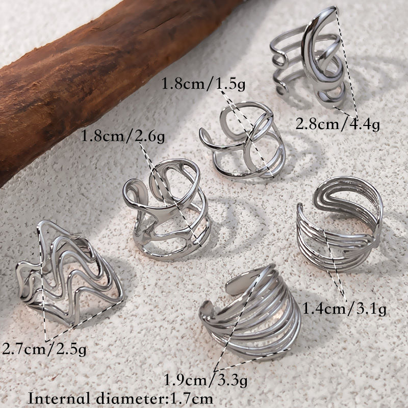 Thumbnail: 316L Stainless Steel Rings for Women Silver Color Never Fade Luxury Classic Ring