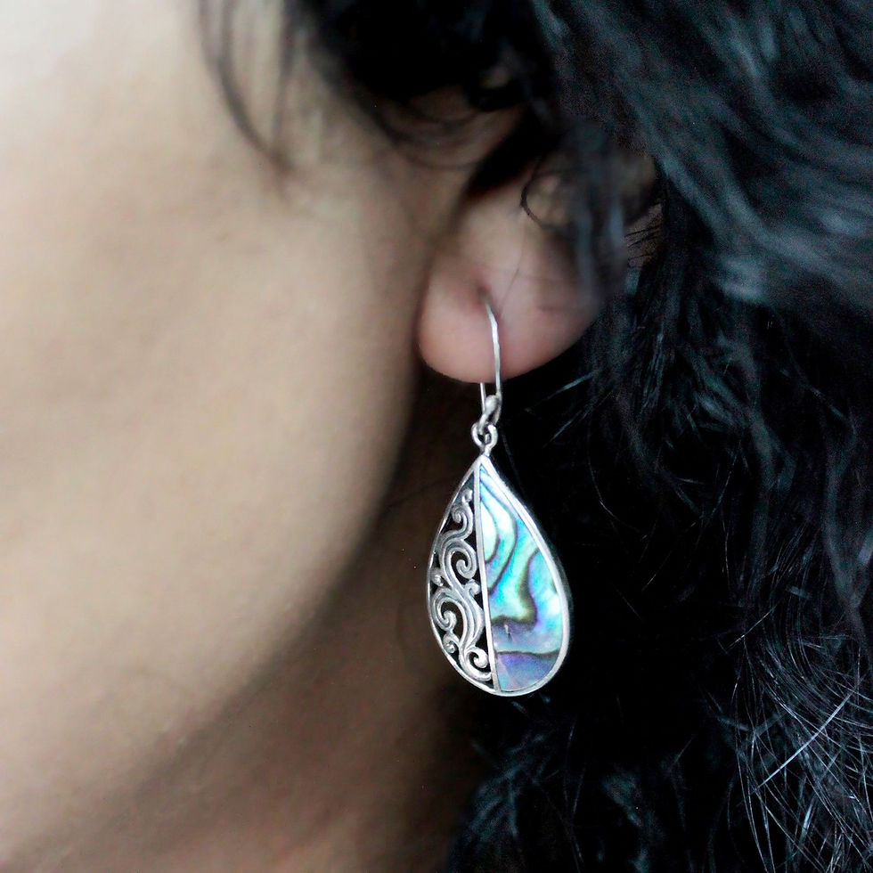 Thumbnail: Shell & Silver Earrings - Dragonflies - Abalone