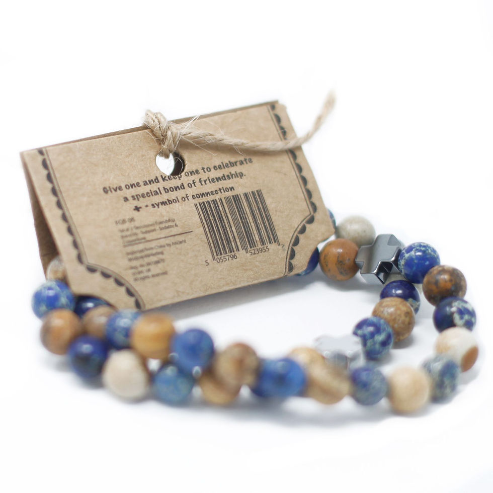 Thumbnail: Set of 2 Gemstones Friendship Bracelets - Support - Sodalite & Picture Stone