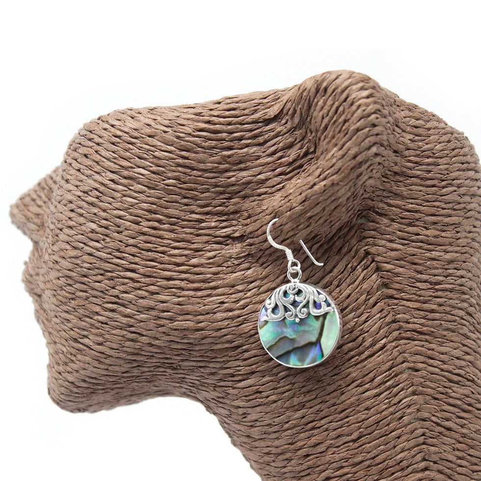 Thumbnail: Shell & Silver Earrings - Classic Disc - Abalone