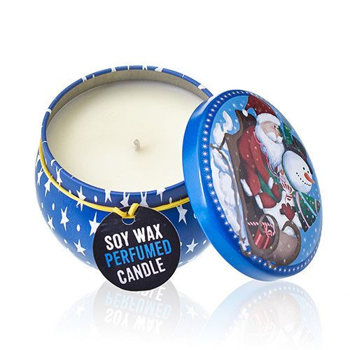 Thumbnail: Art Tin Candle - Assorted Design - Vintage Christmas - Spiced Orange