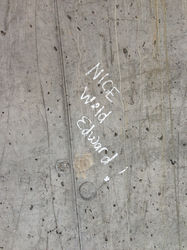Welding inspector writes "Nice weld Edward!" after inspecting the weld