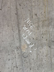 Welding inspector writes "Nice weld Edward!" after inspecting the weld