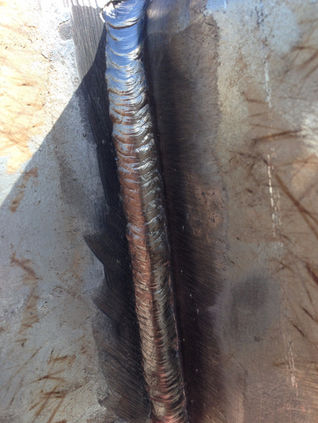 Galvanized steel canopy welded with FCAW in the vertical position by Certified local welders a-plus Welding