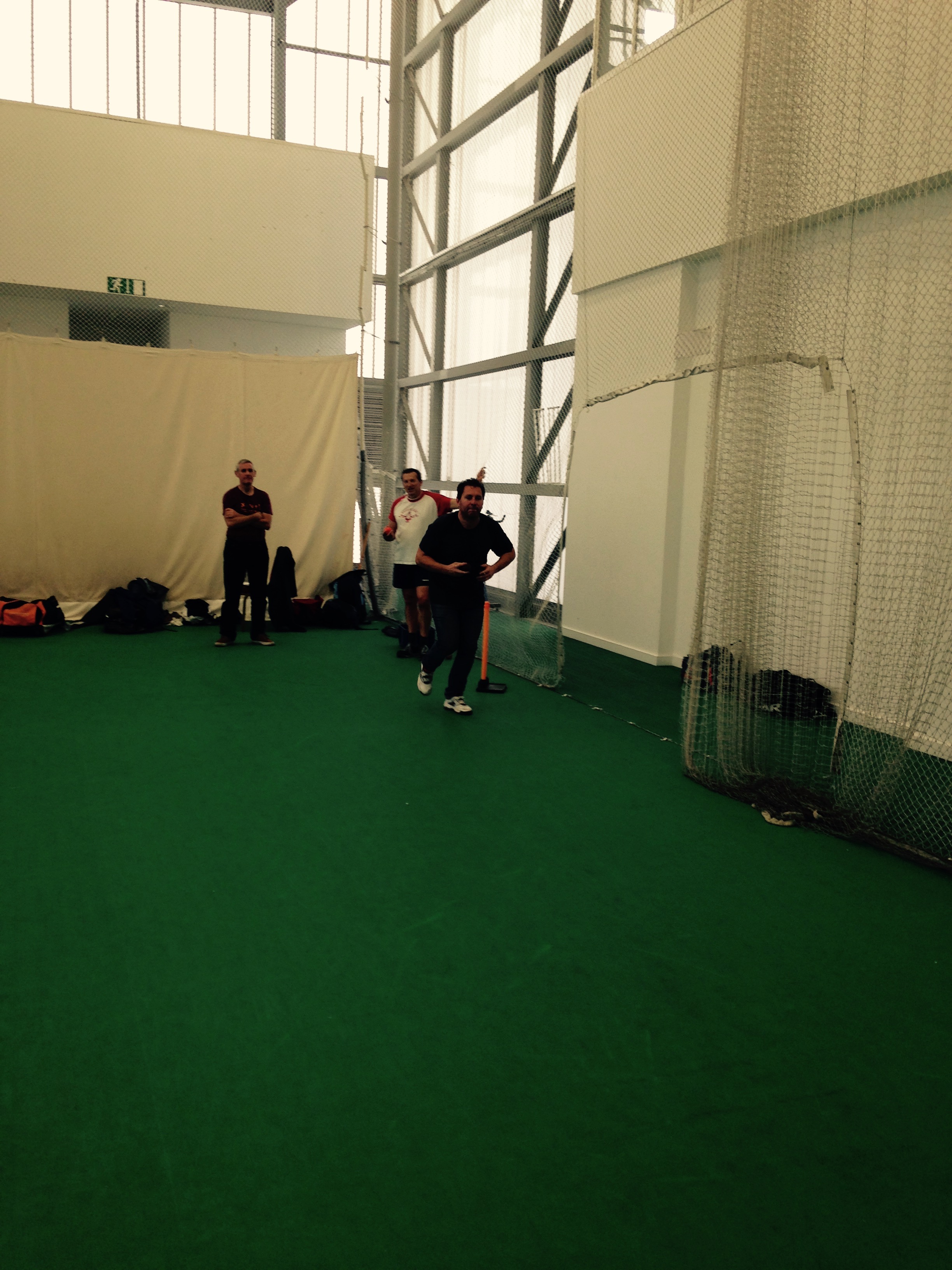 Warming up in the cricket nets
