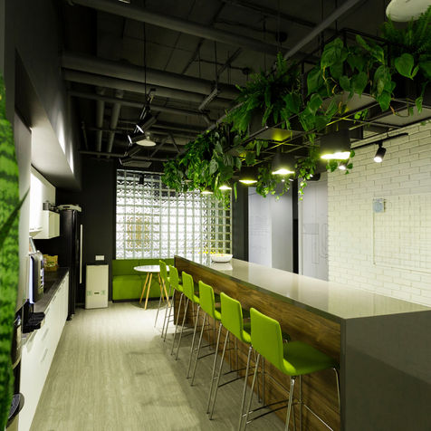Дизайнерське підвісне озеленення в їдальні офісу Uber