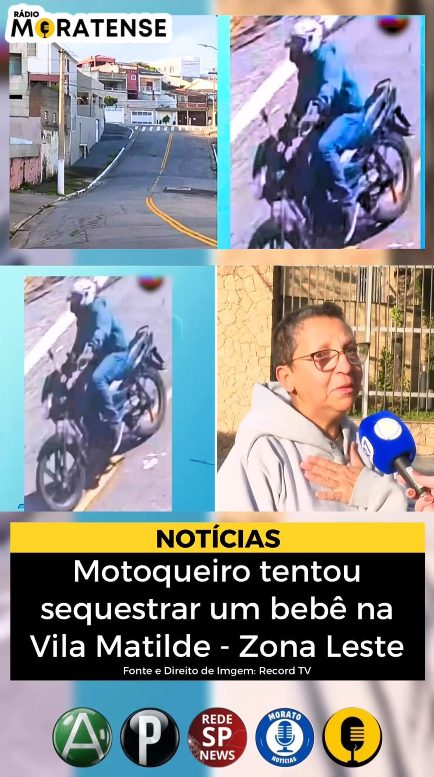 Motoqueiro suspeito de tentar sequestrar um bebê na Vila Matilde - Zona Leste - SP
